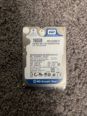 Western Digital WD1600BEVT 160GB 2.5" Internal Hard Drive - Blue